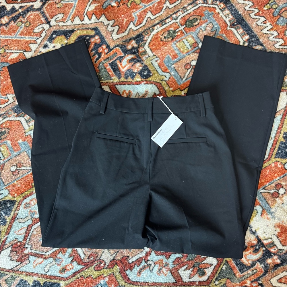 Reformation Black Alex Mid Rise Women's Pants - Picture 4 of 4